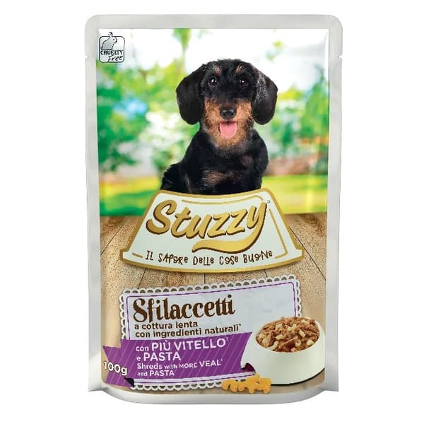 STUZZY Sfilaccetti Kalvekød med pasta - vådfoder til hunde - 100 g