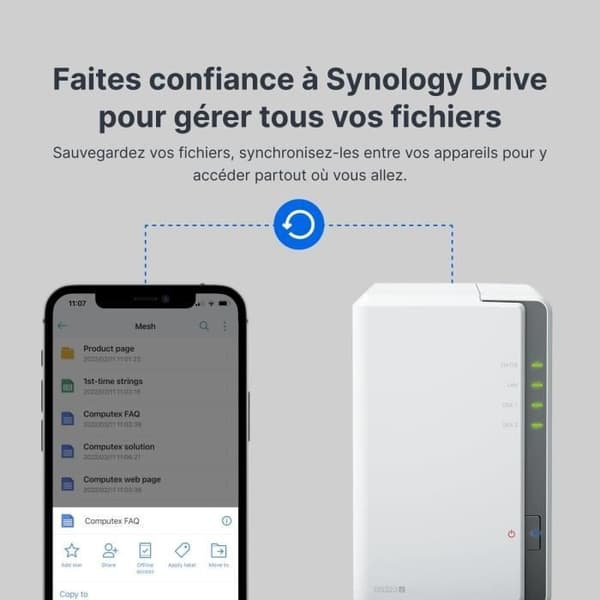 NAS-server - SYNOLOGY - DS223J - 2 bays - SATA 6Gb/s - RAID 1 - 1 GB RAM