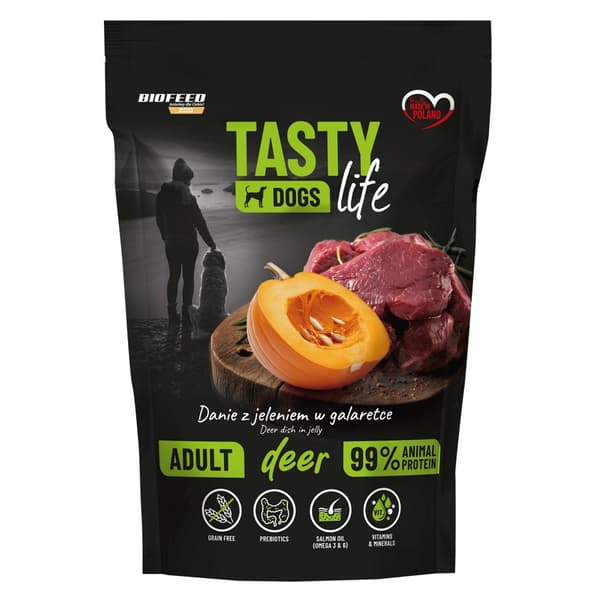 BIOFEED Tasty Dogs Life Deer - vådfoder til hunde - 500 g