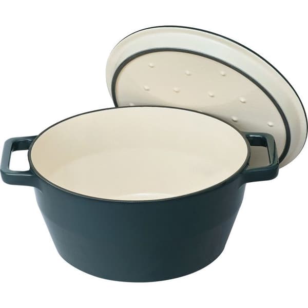 Rund ugnsform - PYREX - Långkokare - 24 cm - Gjutjärn - Djupblå