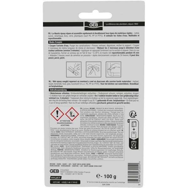 Epoxifyllmedel 2 stift - GEB - Reparation av olika material - 100 g