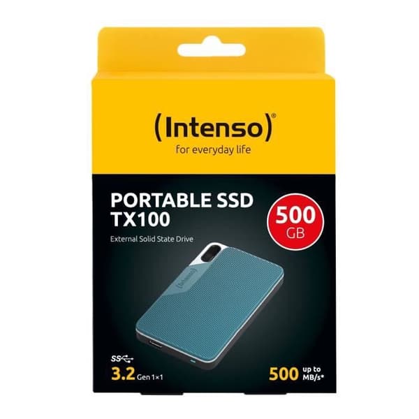 Intern harddisk - INTENSO - TX100 - 500 GB - Bærbar SSD - Blå farve