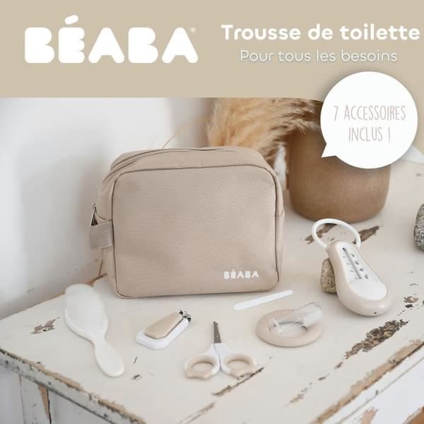 Rejsetoilettaske - BEABA - 7 tilbehør - Ler
