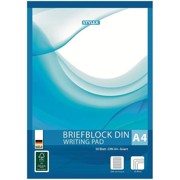 Stylex A4 skrivblock med linjer, 50 sidor | CDON