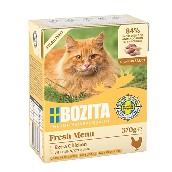 BOZITA Fresh Menu Steriliseret Ekstra Kylling - vådfoder til katte - 370 g