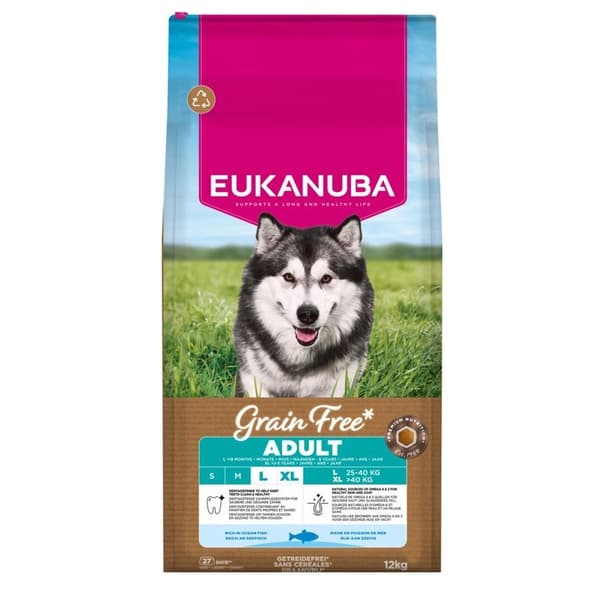 EUKANUBA Kornfrit Adult Large Ocean Fish - tørfoder til hunde - 12 kg