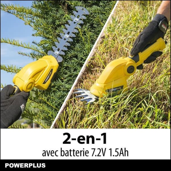 POWERPLUS Gräsklippare och häcksaxar 7.2V - Klippbredd: 100 mm