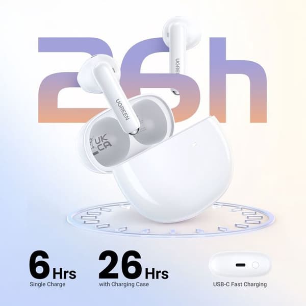 Trådløse ørepropper - UGREEN - Model H5 - Semi-in-ear Bluetooth - Hvid