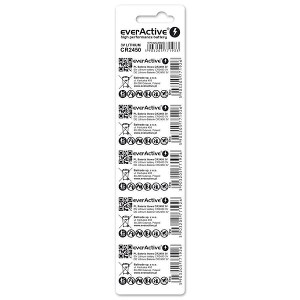 Litiumparisto mini everActive CR2450 5 kpl.
