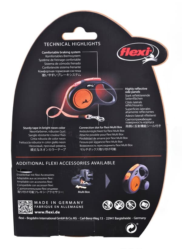 FLEXI New Neon M - utdragbart koppel - 5 m