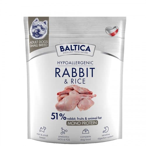 BALTICA Nutraceutic Hypoallergenic S Kanin med ris - torrfoder för hundar - 1 kg