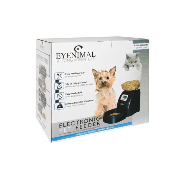 EYENIMAL automatisk torrfoderautomat 45x20x47 cm - svart - för katter och hundar
