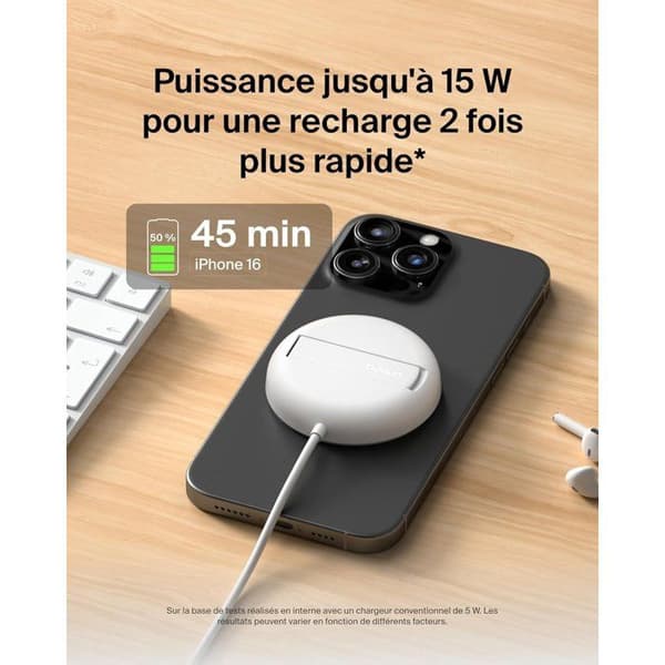 Laddplatta - BELKIN - USB-C - 15 W - Vit