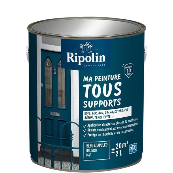 Multifunktionsfärg - Acapulcoblå - RAL 5020 - Matt - Ripolin - 2L