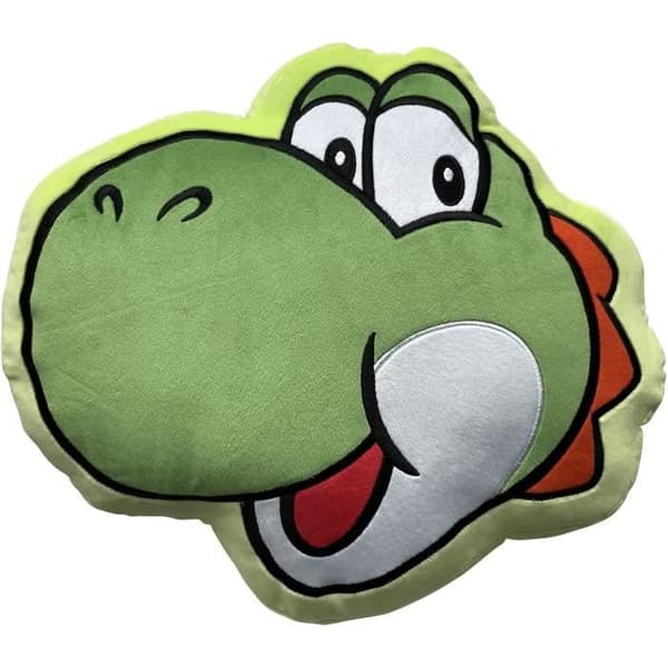 3D-kudde - MARIO BROS - Yoshi-ansikte - Mikrofiber - 40 cm