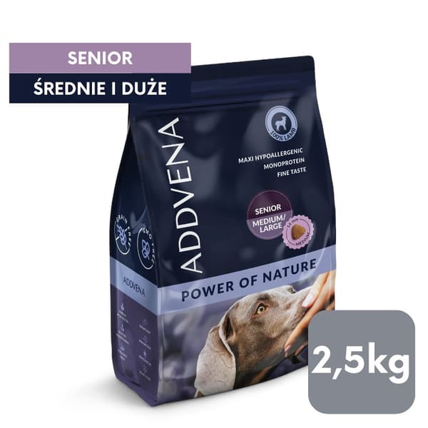 ADDVENA Power of Nature Senior Medium/Large Lam - tørfoder til hunde - 2,5 kg