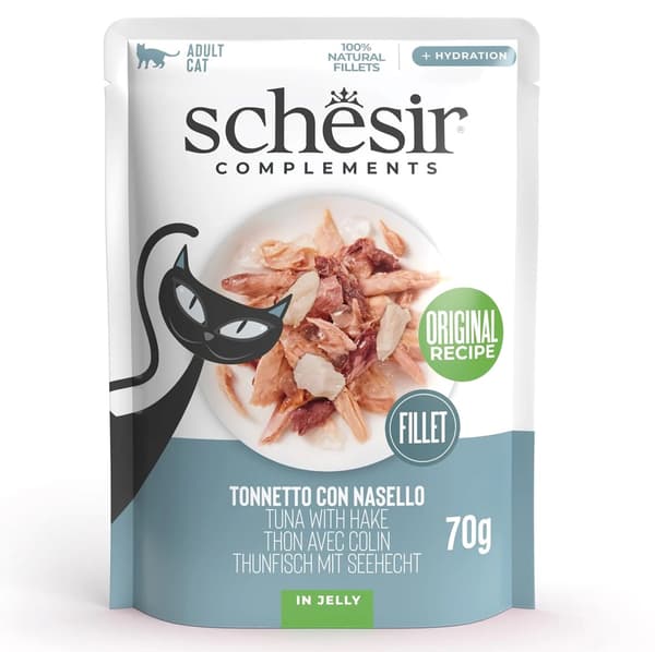 SCHESIR Tonfisk med kummel i gelé - våtfoder för katter - 70 g