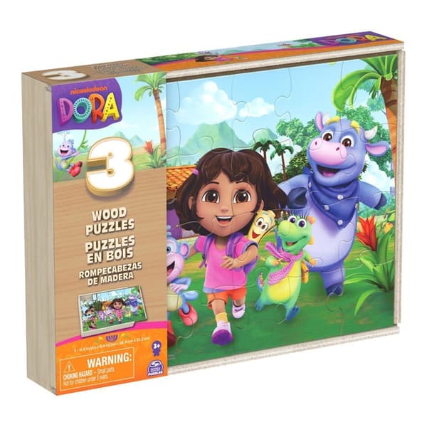 Dora 3 i 1 træpuslespil 3 x 24 brikker