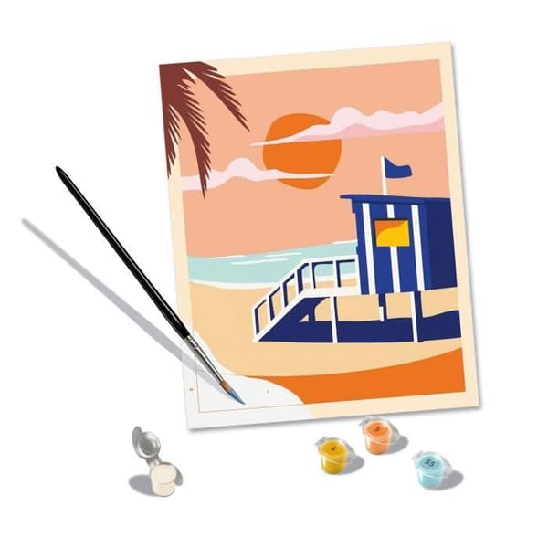 CreArt 24x30 cm Strandhus, Voksen, Mal efter tal, 23896, Ravensburger