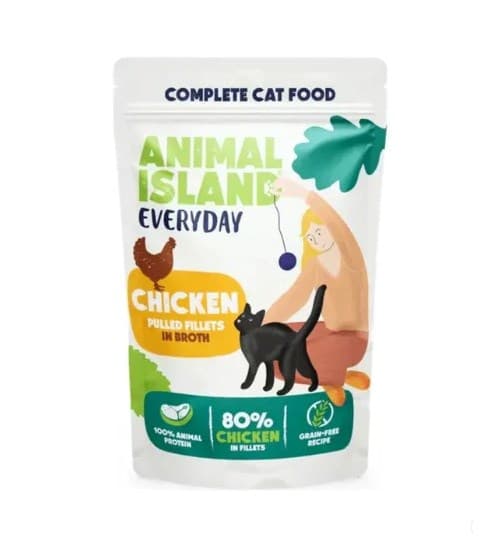 ANIMAL ISLAND Kyckling i buljong - våtfoder för katter - 40x85g