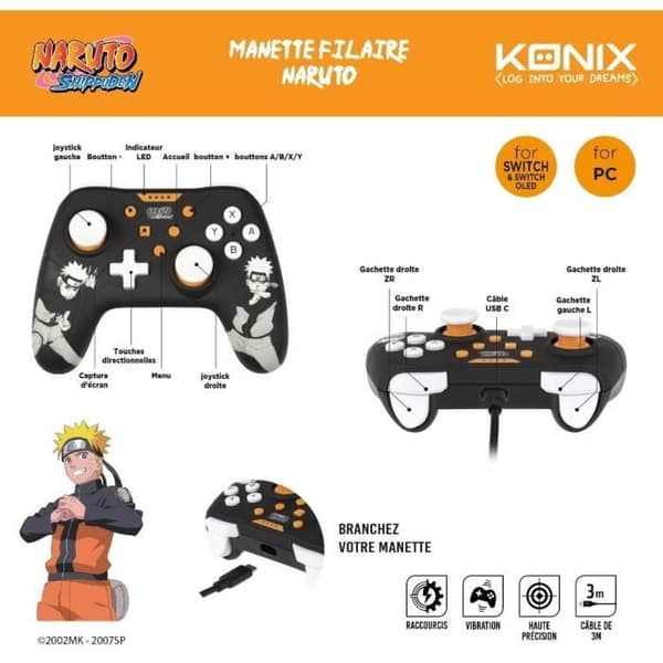 Gamepad - KONIX - Naruto - Sort - Switch