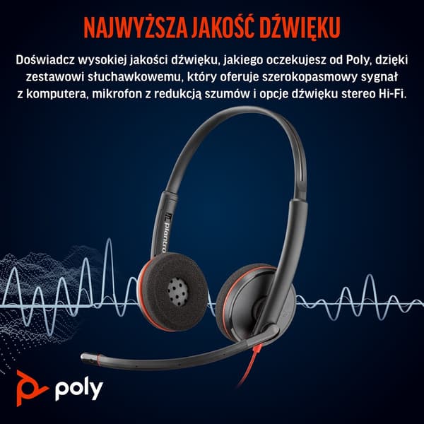 HP Poly Blackwire 3220 stereo USB-C-headset + USB-C/A-adapter