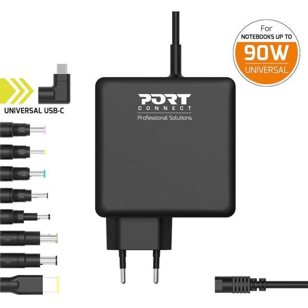 PC-strømforsyning - PORT Designs - Universal - Stik + USB-C - 90W