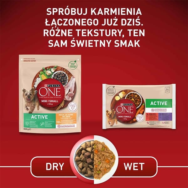 PURINA One Mini/Small Active Rig på kylling med ris - tørfoder til hunde - 800 g