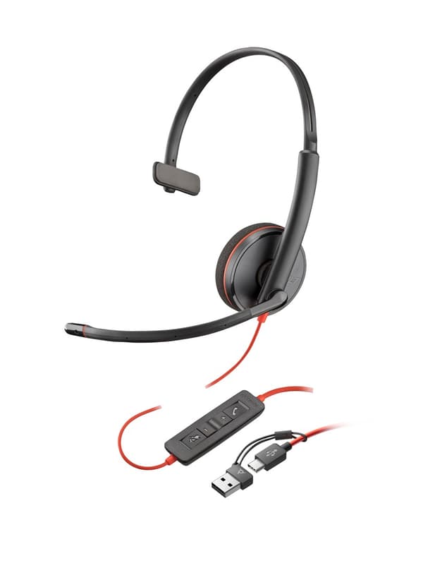 HP Poly Blackwire 3220 stereo USB-C-headset + USB-C/A-adapter