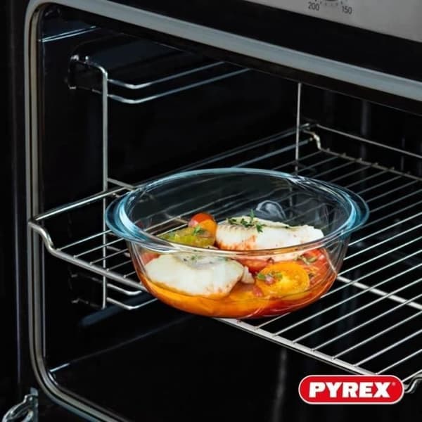 PYREX - COOK & HEAT - Rund glaslåda med lock 20 * 18 cm