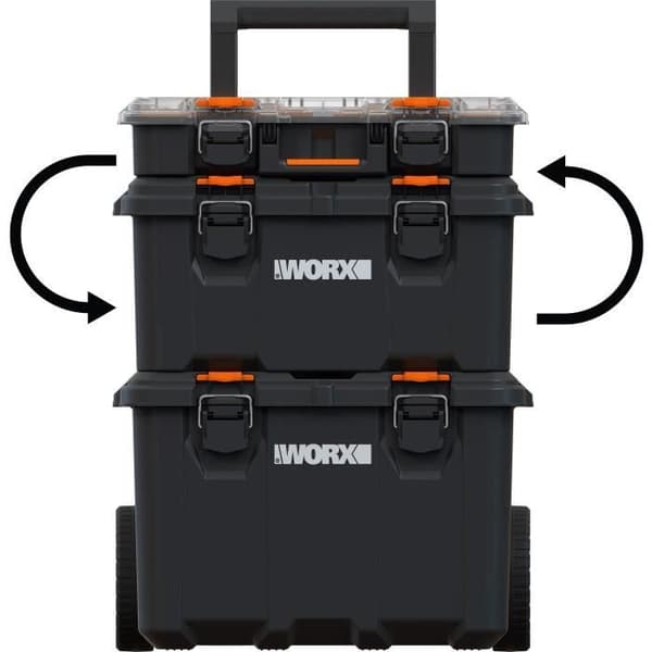 3-i-1 modulært system - WORW BY KETER - STACK N ROLL - 48 x 39 x 69,5 cm - Sort