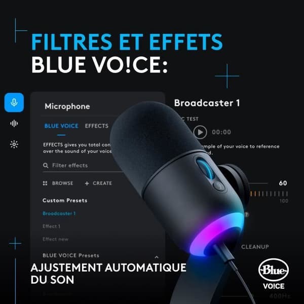 Spelmikrofon - LOGITECH G - YETI GX - Streaming - Dynamisk RGB med LIGHTSYNC - För PC/MAC - Svart