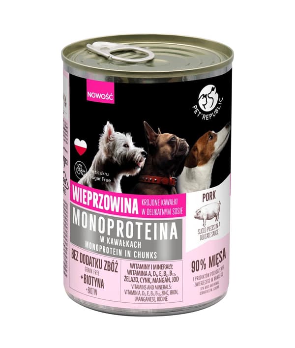 PET REPUBLIC Monoprotein Svinekød - vådfoder til hunde - 400 g