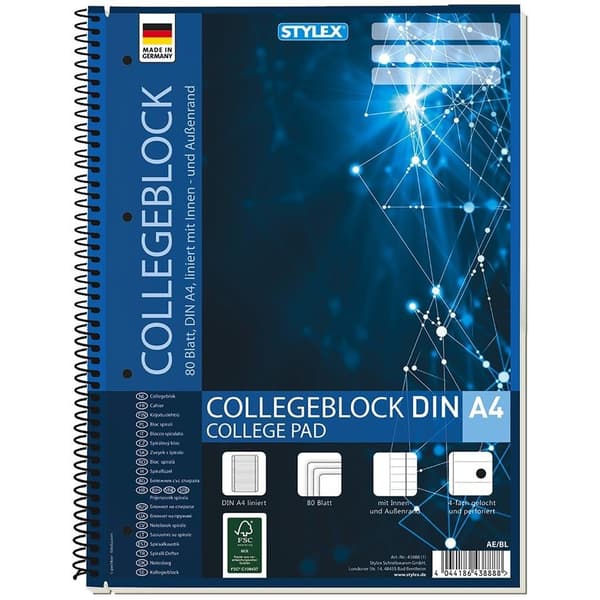 Stylex A4-block med linjer, 80 ark | CDON