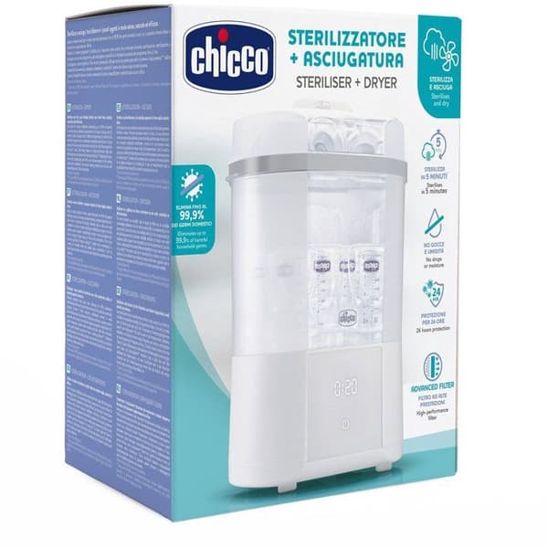 Sterilisator för nappflaskor - CHICCO - Steriliserar och torkar - 2-i-1