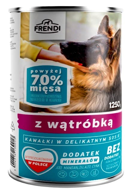 FRENDI med leverstykker i delikat sauce - vådfoder til hunde - 1250 g