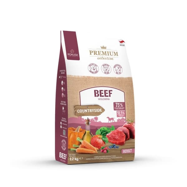 POKUSA Premium Selection Beef Adult - torrfoder för hundar - 12 kg