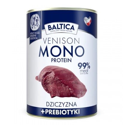 BALTICA Nutraceutic Monoprotein Hjortkött med prebiotika - våtfoder för hundar - 400 g