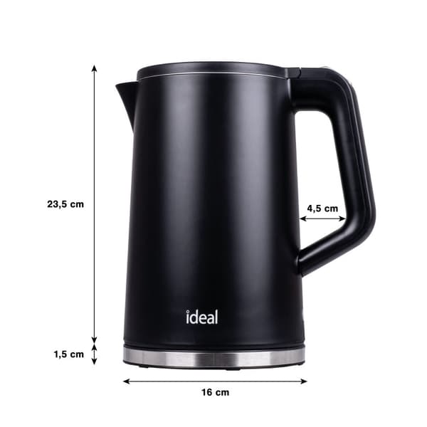 IDEAL Elkedel 1,7 l, stålkabinet, effekt 1500 W, sort