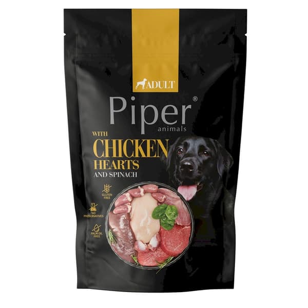 PIPER ANIMALS med kyllingehjerter og spinat - vådfoder til hunde - 500 g