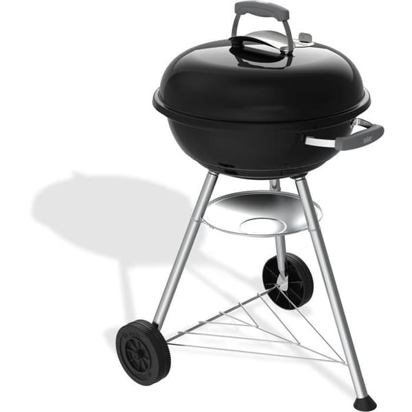 Weber Compact Kettle Charcoal Grill - 47 cm diameter - Emaljerat stål - Ventilationshål - 6 kuvert - Svart
