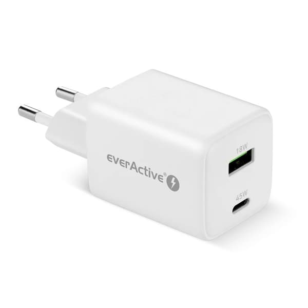 Oplader 1 x USB Quick Charge 4.0, 1 x USB-C 45W hvid