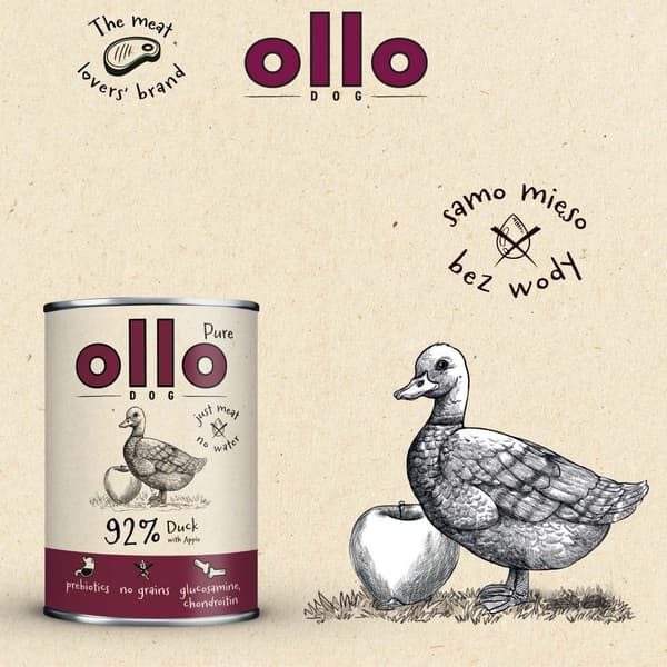 OLLO Pure And med æble - vådfoder til hunde - 400 g