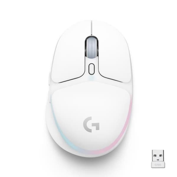 Logitech G - Spelmus - Trådlös - G705 LIGHTSYNC RGB-belysning, Bluetooth, lätt - Vit dimma