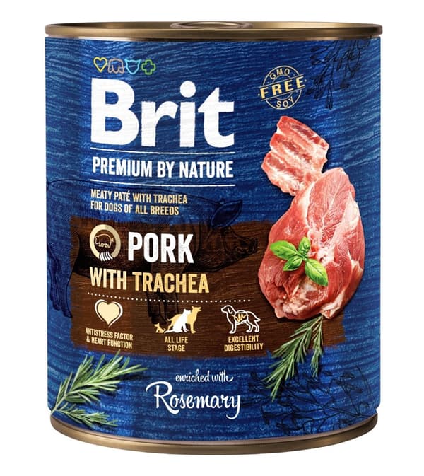 BRIT Premium by nature Fläsk med luftstrupe - våtfoder för hundar - 800 g