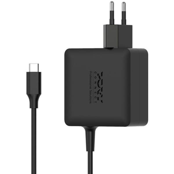 Laptop AC-adapter - PORT DESIGNS - GaN2 - 65W - 1,5 mm - USB-C - Sort