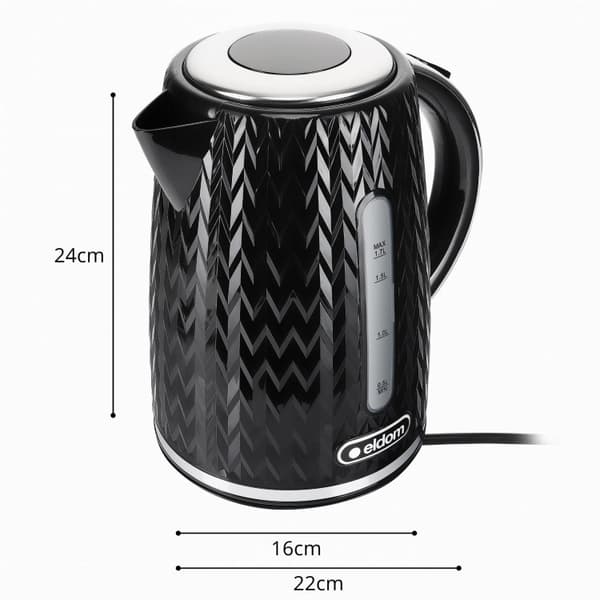 NELO elkedel, kapacitet 1,7 l, effekt 2000 W, sort