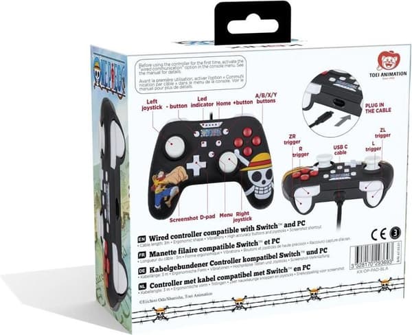 Controller - Konix - One Piece - Kablet - 3 m - Luffy-mønster - Nintendo Switch