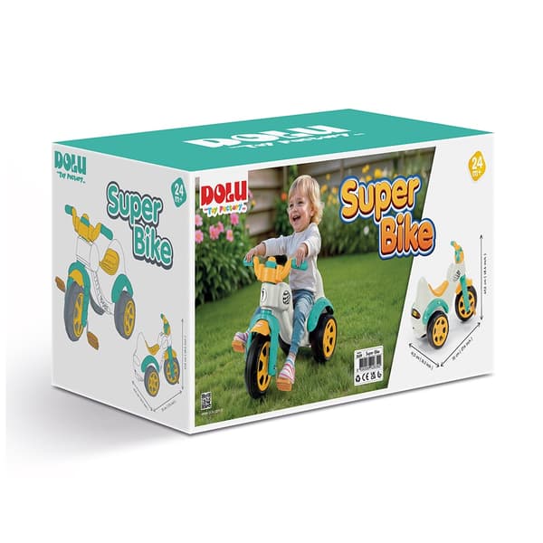 Dolu Super-Bike Trehjuling Vit/Blå/Gul