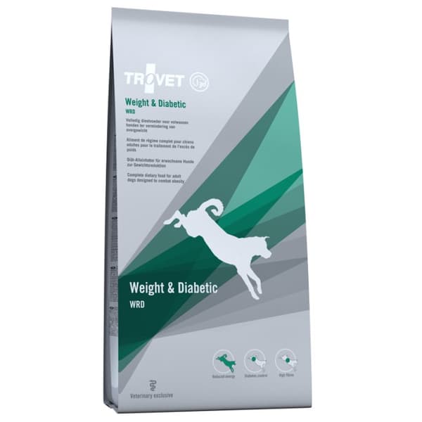 TROVET Weight & Diabetic WRD med kylling - tørfoder til hunde - 12,5 kg
